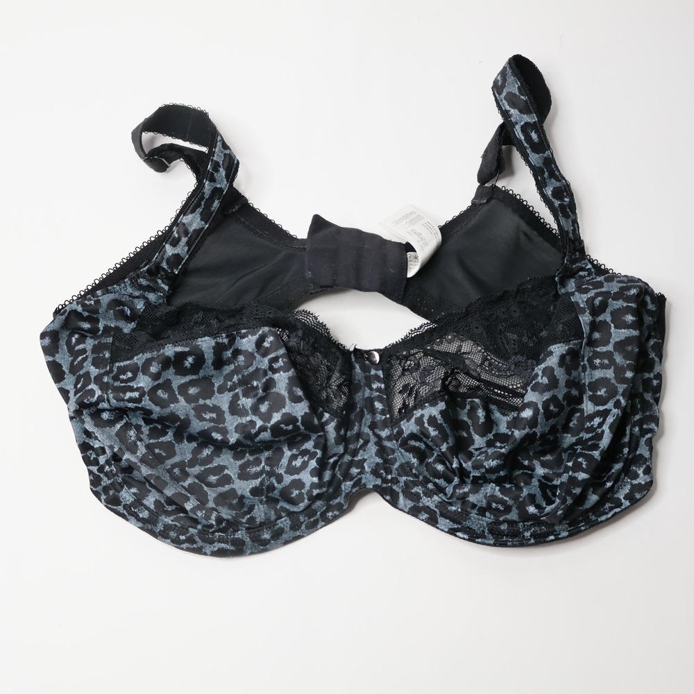Elomi Morgan Underwire Bra 38I Blue Leopard Print Lace Trim‎